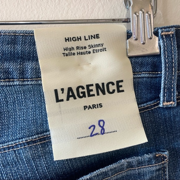 La’gence High Line hi rise skinny medium wash distressed chewed hem women sz 28 - Picture 7 of 10
